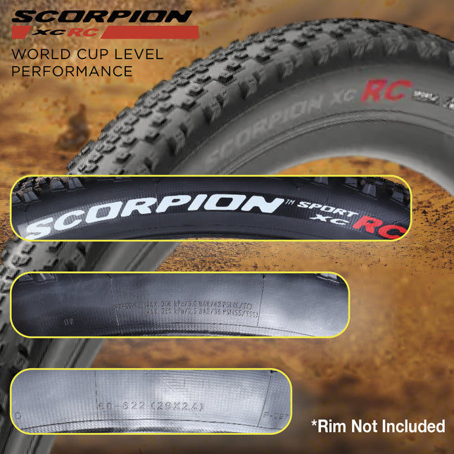 Pirelli Scorpion Sport XC RC Mountain Bike Tire 29x2.4 – Tubeless Ready, Fast Rolling Cross Country MTB Tire for Mixed Terrain with Durable Sidewall Protection – Includes Keychain (2 Pack)
