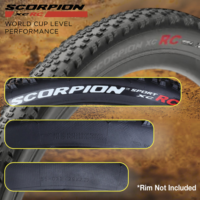 Pirelli Scorpion Sport XC RC 29x2.2 Mountain Bike Tire – Tubeless Ready, Fast Rolling Cross Country MTB Tire with Durable Sidewall Protection for Mixed Terrain – Includes Keychain