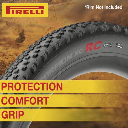 Pirelli Scorpion Sport XC RC 29x2.2 Mountain Bike Tire – Tubeless Ready, Fast Rolling Cross Country MTB Tire with Durable Sidewall Protection for Mixed Terrain – Includes Keychain