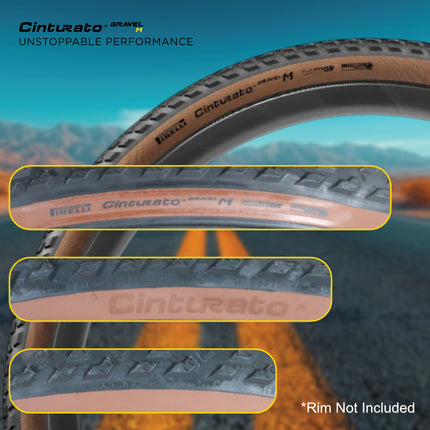Pirelli Cinturato Gravel M Classic HP-Line 45-622 Tan Wall Bicycle Tire 700x45 High Performance Gravel Tire Mixed Terrain Durable All Road Folding Tire with Keychain