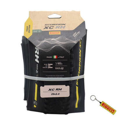 Pirelli Scorpion Race XC RH ProWALL Team Edition 29 x 2.4 Yellow Label Mountain Bike Tire High Performance XC Tire - Fast Rolling Durable Folding MTB Tire for Racing and Trail Riding with Keychain