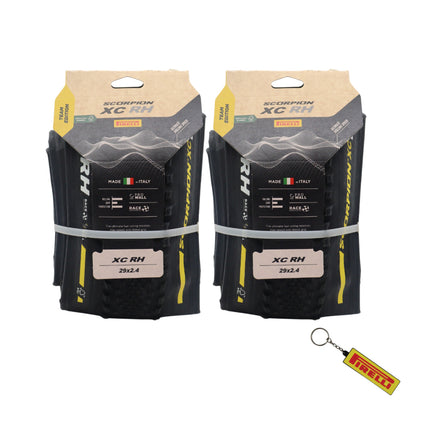 Pirelli Scorpion Race XC RH ProWALL Team Edition MTB Tires – 29 x 2.4 Yellow Label (2-Pack) with Bonus Keychain