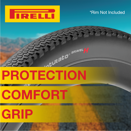 Pirelli Cinturato Gravel H HP-line 40-622 Black Bicycle Tire 700x40 High Performance Gravel Tire - Fast Rolling Durable All-Road Folding Tire for Hardpack & Pavement with Keychain