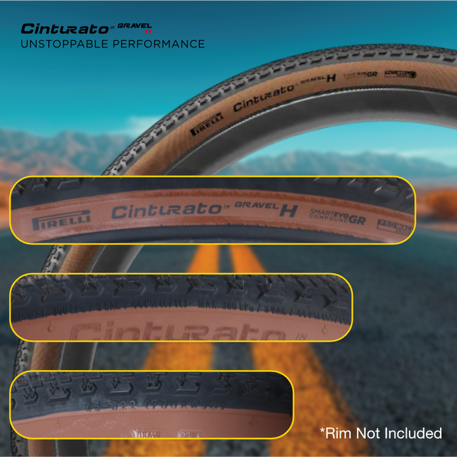 Pirelli Cinturato Gravel H Classic HP Line 45-622 Tan Wall Bicycle Tires 700x45 High Performance Gravel Tire Set - 2 Pack Fast Rolling Durable All-Road Folding Tires with Keychain