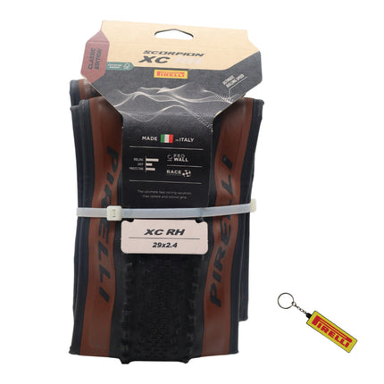Pirelli Scorpion Race XC RH ProWALL Classic 29x2.4 Tan Wall MTB Tire - Fast Rolling Cross Country Tire, Lightweight Durable ProWALL Sidewall, Tubeless Ready Off Road Race Performance with Keychain