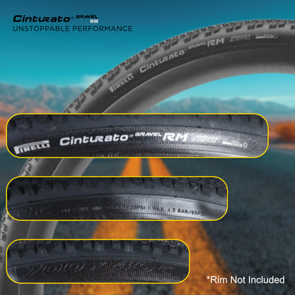 Pirelli Cinturato Gravel RM P-Line 40-622 Black Bicycle Tire 700x40 with SmarTube 33/45-622 Presta 60mm Valve - High Performance Gravel Tire Fast Rolling Durable Folding Tire with Keychain