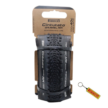 Pirelli Cinturato Gravel RM P-Line 40-622 Black Bicycle Tire 700x40 High Performance Gravel Tire Mixed Terrain Durable All Road Folding Tire for Gravel Dirt and Pavement with Keychain
