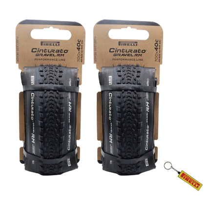 Cinturato Gravel RM P-Line 40-622 Black Bicycle Tire 700x40 2 Pack - High Performance Gravel Tires Fast Rolling Durable Folding All-Road Tires for Mixed Terrain with Keychain