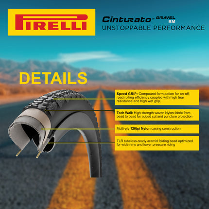Pirelli Cinturato Gravel RM P-Line 45-622 Black Bicycle Tire 700x45 (2 Pack) High Performance Gravel Tire - Fast Rolling Durable All-Road Folding Tire for Mixed Terrain with Keychain