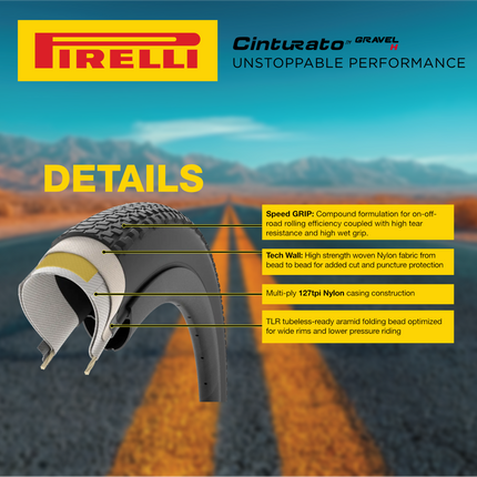 Pirelli Cinturato Gravel H P-Line 40-622 Black Bicycle Tire 700x40 High Performance Gravel Tire - Fast Rolling Durable All-Road Folding Tire for Hardpack & Pavement with Keychain