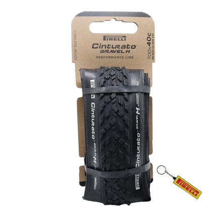Pirelli Cinturato Gravel M P-Line 40-622 Black Bicycle Tire 700x40 High Performance Gravel Tire Mixed Terrain Durable All Road Folding Tire for Gravel Dirt and Pavement with Keychain