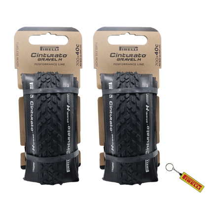 Pirelli Cinturato Gravel M P-Line 40-622 Black Bicycle Tire 700x40 2 Pack High Performance Gravel Tires Mixed Terrain Durable All Road Folding Tires for Gravel Dirt and Pavement with Keychain