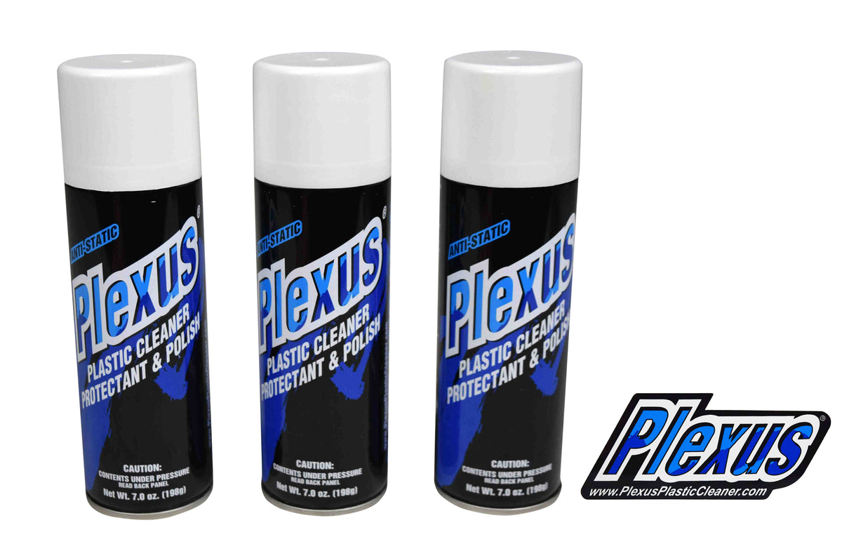 MADE in USA Plexus Plastic Cleaner Protectant & Polish 7oz Can 3 Pack w Sticker