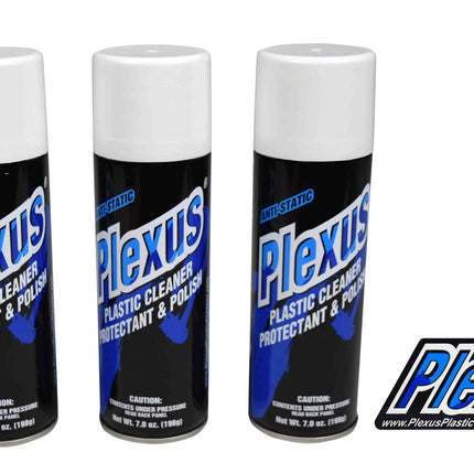 MADE in USA Plexus Plastic Cleaner Protectant & Polish 7oz Can 3 Pack w Sticker