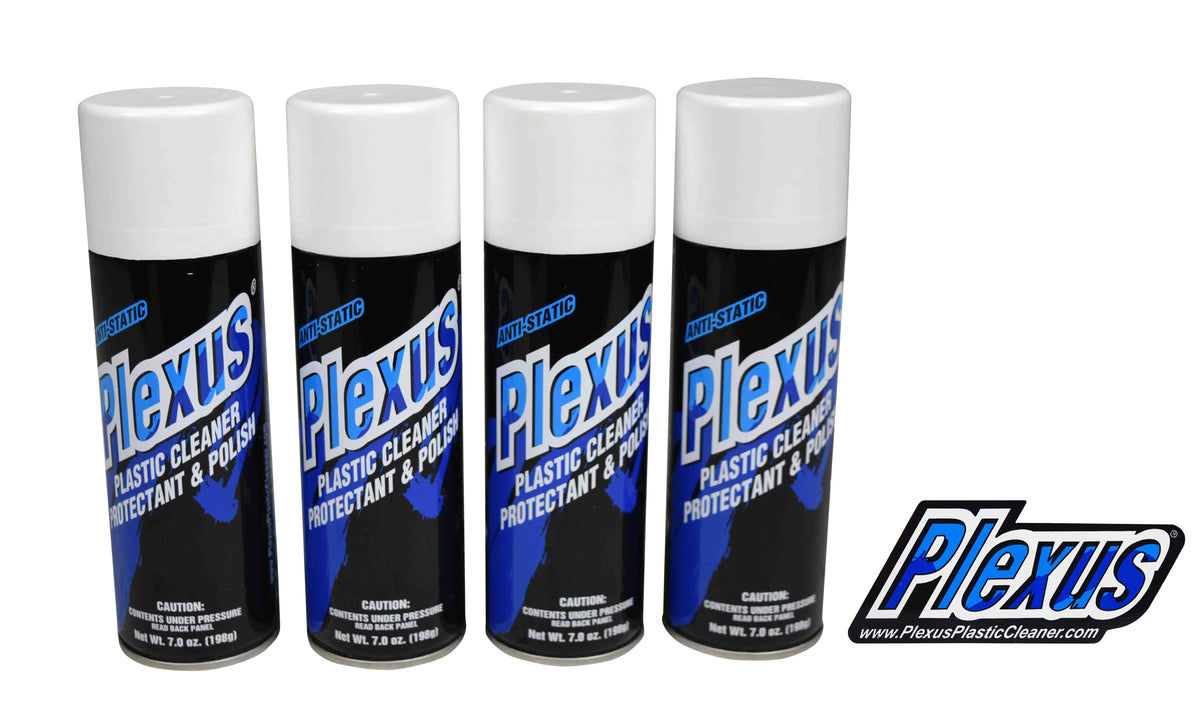 MADE in USA Plexus Plastic Cleaner Protectant & Polish 7oz Can 4 Pack w Sticker