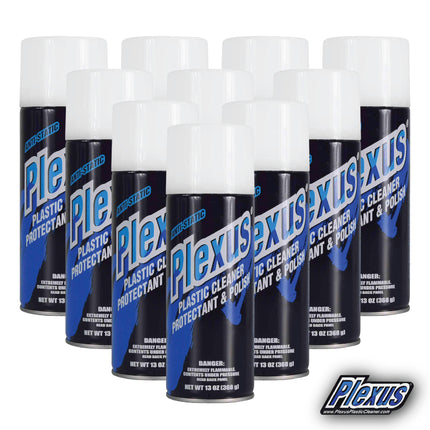 Plexus Aerosol Plastic Cleaner, Protectant, & Polish  13oz Can  Made in USA  All-in-One Solution for Plastic Surfaces with Sticker (10-Pack)