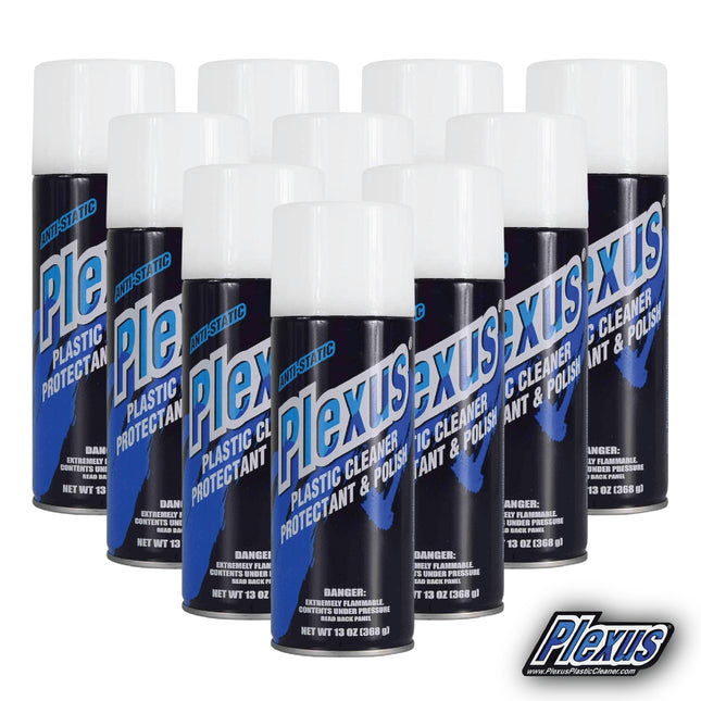 Plexus Aerosol Plastic Cleaner, Protectant, & Polish  13oz Can  Made in USA  All-in-One Solution for Plastic Surfaces with Sticker (10-Pack)