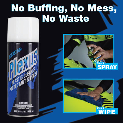 Plexus Aerosol Plastic Cleaner, Protectant, & Polish  13oz Can  Made in USA  All-in-One Solution for Plastic Surfaces with Sticker (2-Pack)