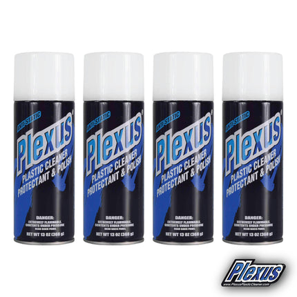 Plexus Aerosol Plastic Cleaner, Protectant, & Polish  13oz Can  Made in USA  All-in-One Solution for Plastic Surfaces with Sticker (4-Pack)