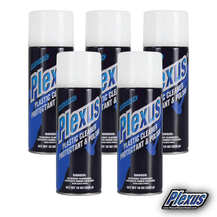 Plexus Aerosol Plastic Cleaner, Protectant, & Polish  13oz Can  Made in USA  All-in-One Solution for Plastic Surfaces with Sticker (5-Pack)