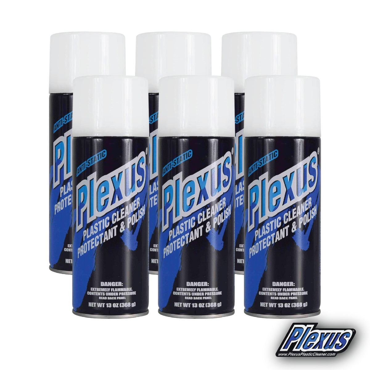 Plexus Aerosol Plastic Cleaner, Protectant, & Polish  13oz Can  Made in USA  All-in-One Solution for Plastic Surfaces with Sticker (6-Pack)