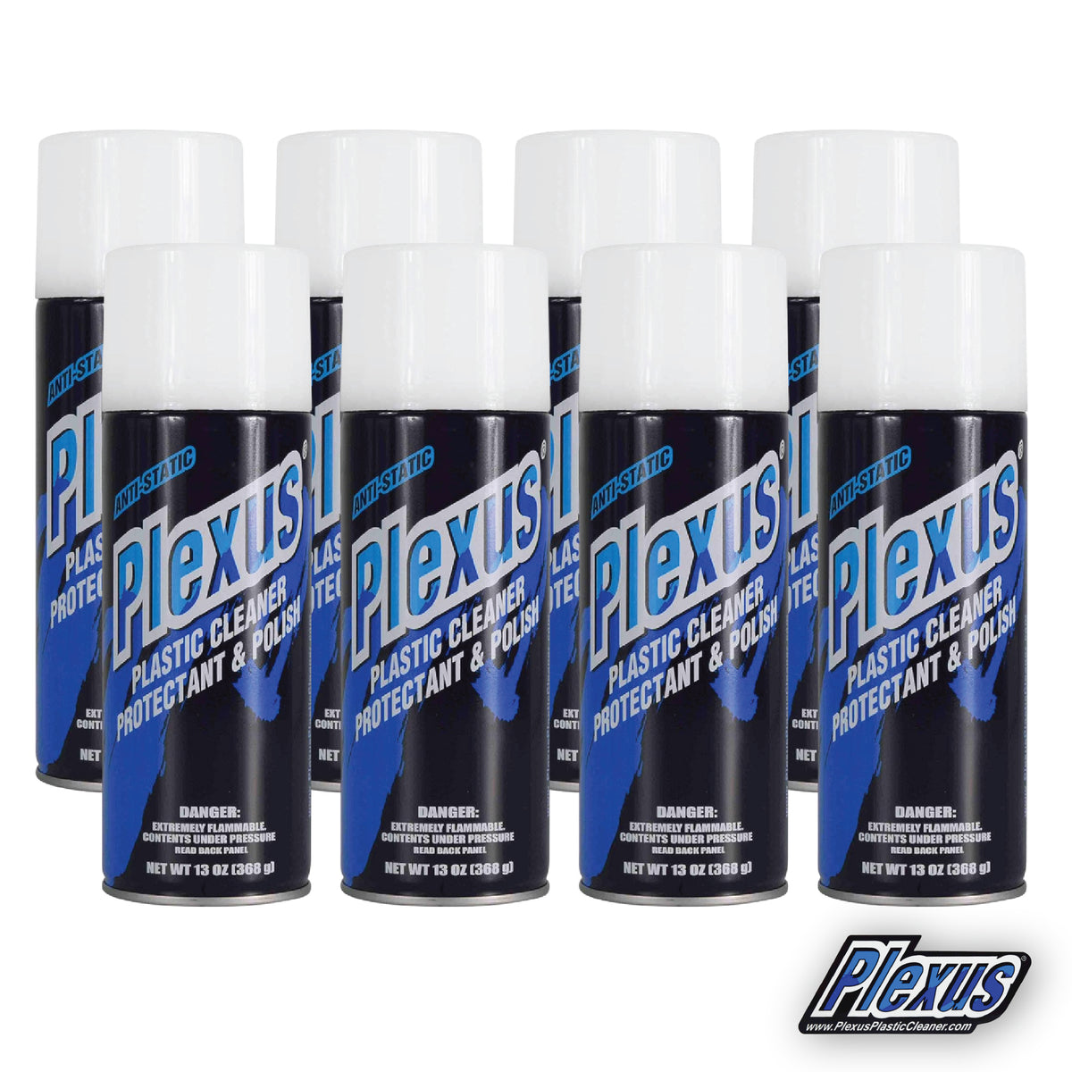 Plexus Aerosol Plastic Cleaner, Protectant, & Polish  13oz Can  Made in USA  All-in-One Solution for Plastic Surfaces with Sticker (8-Pack)