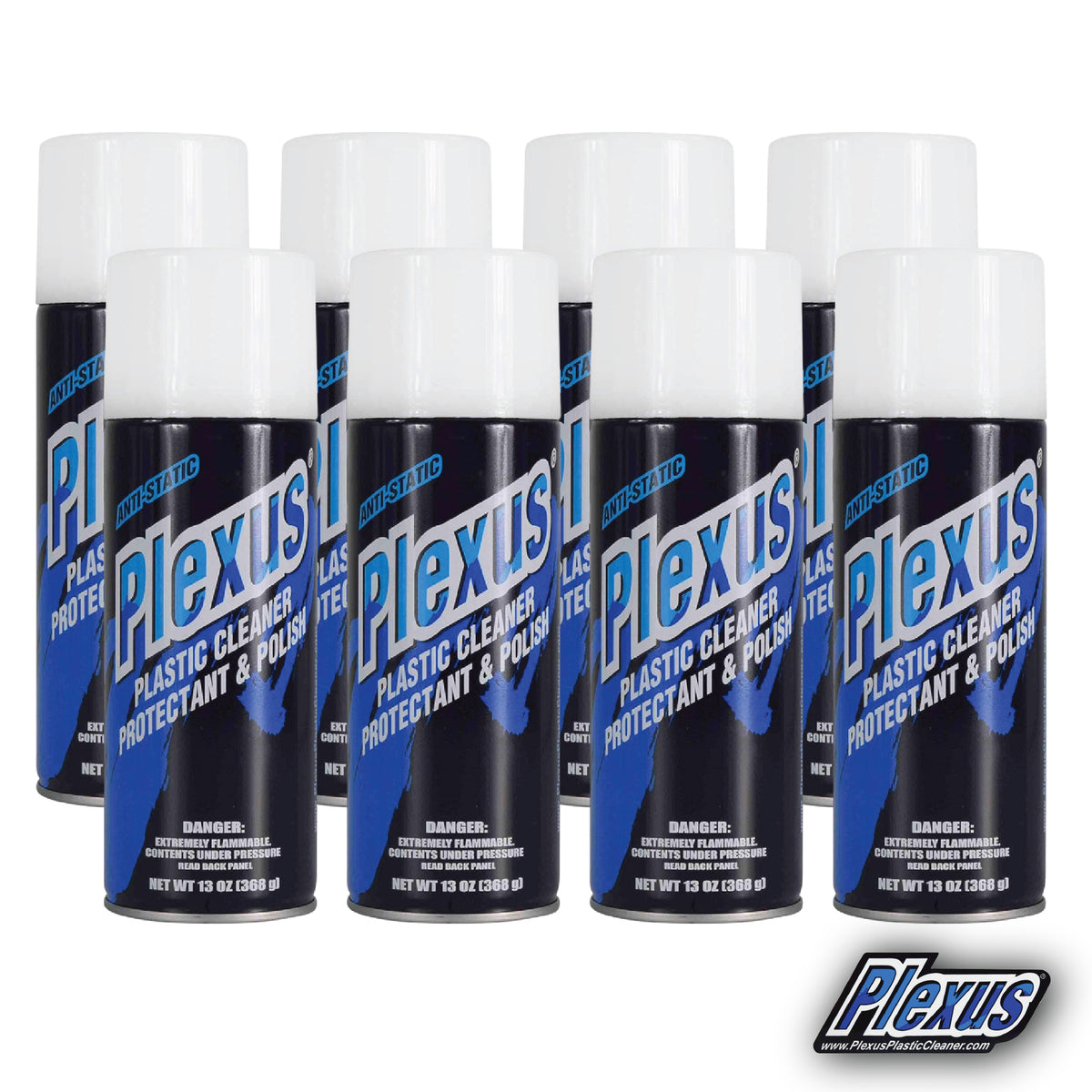Plexus Aerosol Plastic Cleaner, Protectant, & Polish  13oz Can  Made in USA  All-in-One Solution for Plastic Surfaces with Sticker (8-Pack)