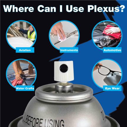 Plexus Aerosol Plastic Cleaner, Protectant, & Polish  13oz Can  Made in USA  All-in-One Solution for Plastic Surfaces with Sticker (8-Pack)