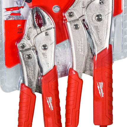 Milwaukee 48-22-3402 2 Pc. 7" & 10" Torque Lock Curved Jaw Locking Pliers Set With Grip