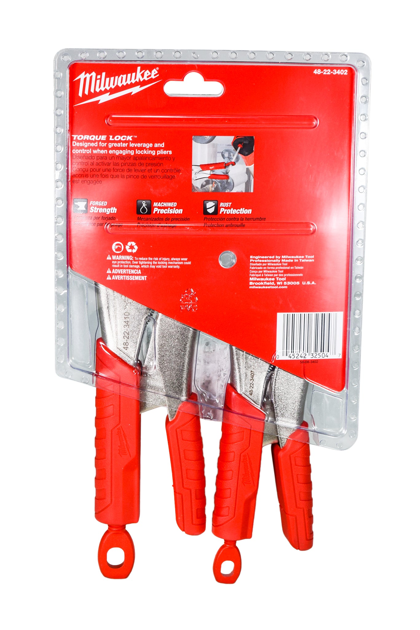 Milwaukee 48-22-3402 2 Pc. 7" & 10" Torque Lock Curved Jaw Locking Pliers Set With Grip