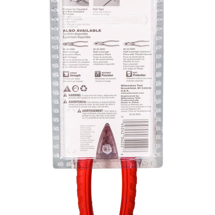 Milwaukee 48-22-6100 Comfort Grip High Leverage Linemans Pliers with Crimper