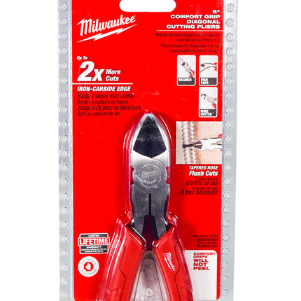 Milwaukee 48-22-6108 8-Inch Hardened Iron Carbide Edge Diagonal Cutting Pliers