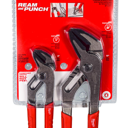 Milwaukee 48-22-6330 6" & 10" Comfort Grip Straight Jaw Pliers Set