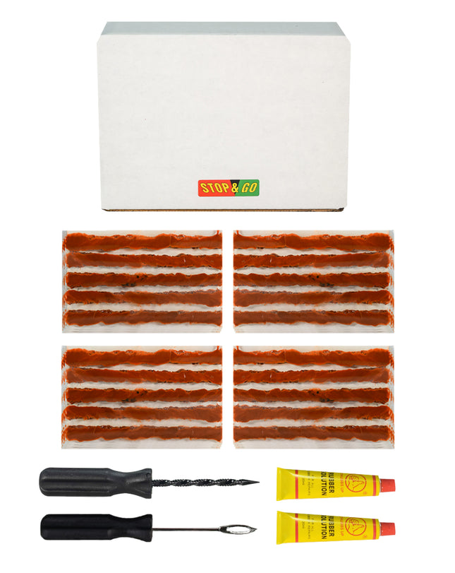 Stop & Go RP1 84 Piece Tubeless Tire Rope Plug Repair Kit for Punctures and Flats on Car, Motorcycle, Scooter, ATV, Jeep, Truck, & Tractor (80 Plugs)