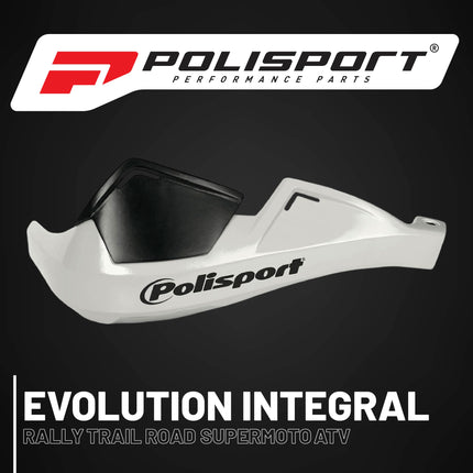 Polisport Evolution Integral Handguards for Motocross Motorcycles-MX Replica Plastic Hand Guards - Durable, Flexible, Easy to Install,  Supermoto, Motard, Dirt Bikes & Off-Road Protection- White