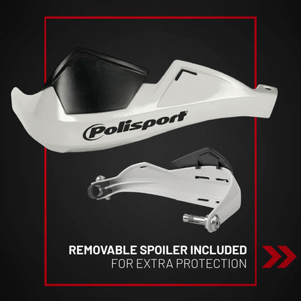 Polisport Evolution Integral Handguards for Motocross Motorcycles-MX Replica Plastic Hand Guards - Durable, Flexible, Easy to Install,  Supermoto, Motard, Dirt Bikes & Off-Road Protection- White