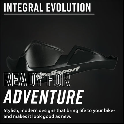 Polisport 8305100027 Integral Evolution Handguard with FWA Universal Mount - Full Wrap-Around Handlebar Protection Guards for Dirt Bikes & Dual Sport Motorcycles - Black (Pair)