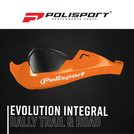 Polisport 8305100030 Integral Evolution OEM‑Quality Orange Handguards for Universal Handlebar Mount, Injection‑Molded Durable Gloss Polypropylene (DGP), Impact‑Resistant Flexible Design with Perfect Fit and Glossy Finish