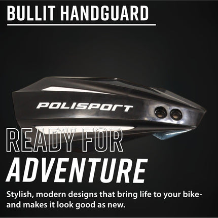 Polisport 8308500066 MX Bullit Handguards Black Pair for Yamaha YZ/YZF/WR 2026+ Dual Mount Lever & Universal Bar 22-28mm Vented Lightweight Plastic Protection Hands Master Cylinder