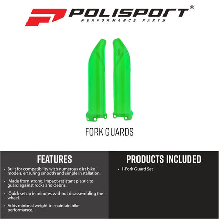 Polisport 8351800005 Fork Guards for Kawasaki KX250F KX450F 2009 and Newer – Durable OEM‑Style Front Fork Protectors – Green