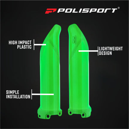 Polisport 8351800005 Fork Guards for Kawasaki KX250F KX450F 2009 and Newer – Durable OEM‑Style Front Fork Protectors – Green