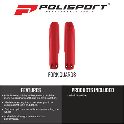 Polisport 8399100001 Fork Guards for Beta RR250 RR300 2‑Stroke 2019 and RR350 RR400 RR450 4‑Stroke 2019 – Durable OEM‑Style Red Fork Protectors