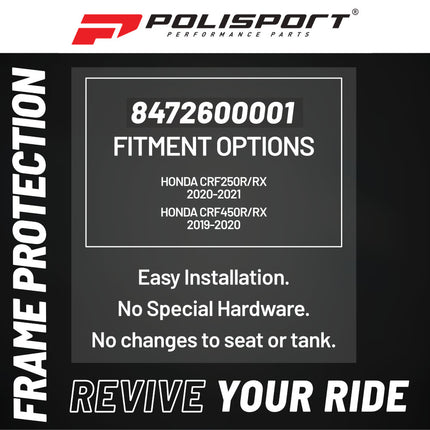 Polisport 8472600001 Frame Protector for Honda CRF250R/RX (2020–2021) & CRF450R/RX (2019–2020) – Black  Durable Frame Guard Set for Motocross and Off‑Road Protection