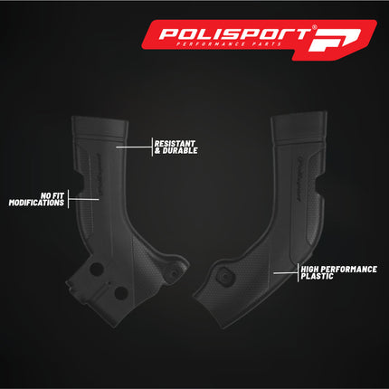 Polisport 8472600001 Frame Protector for Honda CRF250R/RX (2020–2021) & CRF450R/RX (2019–2020) – Black  Durable Frame Guard Set for Motocross and Off‑Road Protection