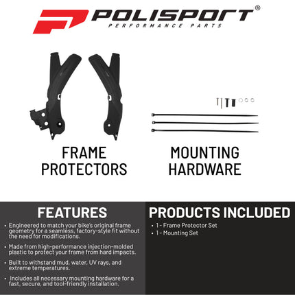 Polisport 8473000001 Frame Protector for Sherco SE‑F / SE‑R 2017‑2026 – Durable OEM‑Style Black Frame Guards