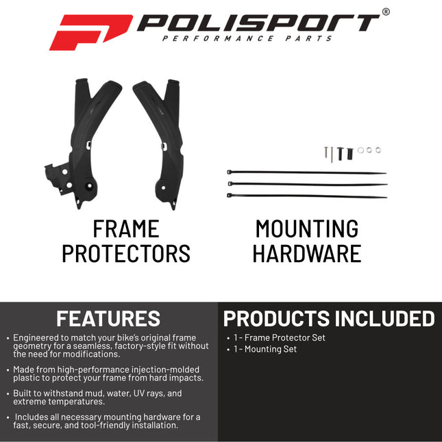 Polisport 8473000001 Frame Protector for Sherco SE‑F / SE‑R 2017‑2026 – Durable OEM‑Style Black Frame Guards