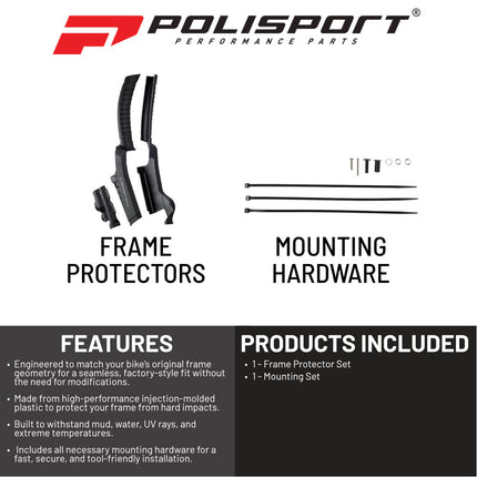 Polisport Motocross (MX) Frame Protector for Stark Varg (2023-2026) - Dirt Bike - OEM Quality, Durable Gloss Polypropylene (DGP), Flexible & Perfect Fit - Black