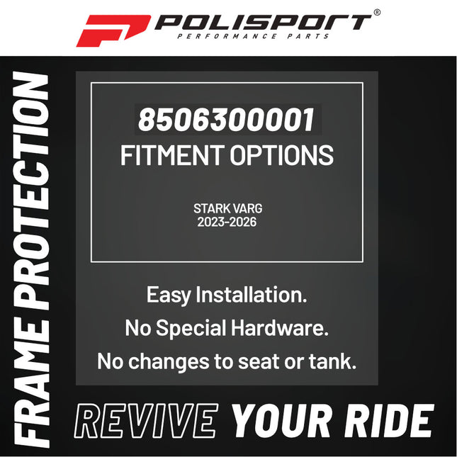 Polisport Motocross (MX) Frame Protector for Stark Varg (2023-2026) - Dirt Bike - OEM Quality, Durable Gloss Polypropylene (DGP), Flexible & Perfect Fit - Black