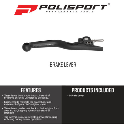 Polisport 8506800002 APT Brake Lever Fits KTM SX85 2021‑2026 – Black Composite + Stainless‑Steel Core Unbreakable OEM‑Feel Lever