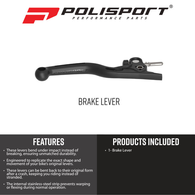 Polisport 8506800002 APT Brake Lever Fits KTM SX85 2021‑2026 – Black Composite + Stainless‑Steel Core Unbreakable OEM‑Feel Lever